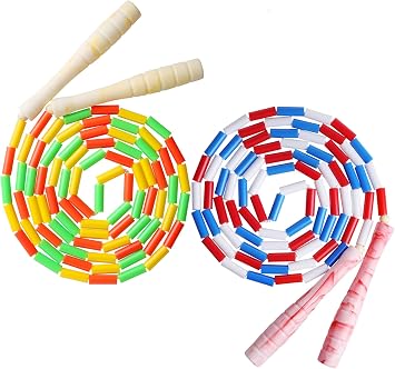 Fezog 2 Pack Rainbow Beaded Kids Jump Rope, Segmented Skipping Rope for Kids Adults, Tangle-Free Rope Skipping Child Jump Rope for Fitness Exercise Training
