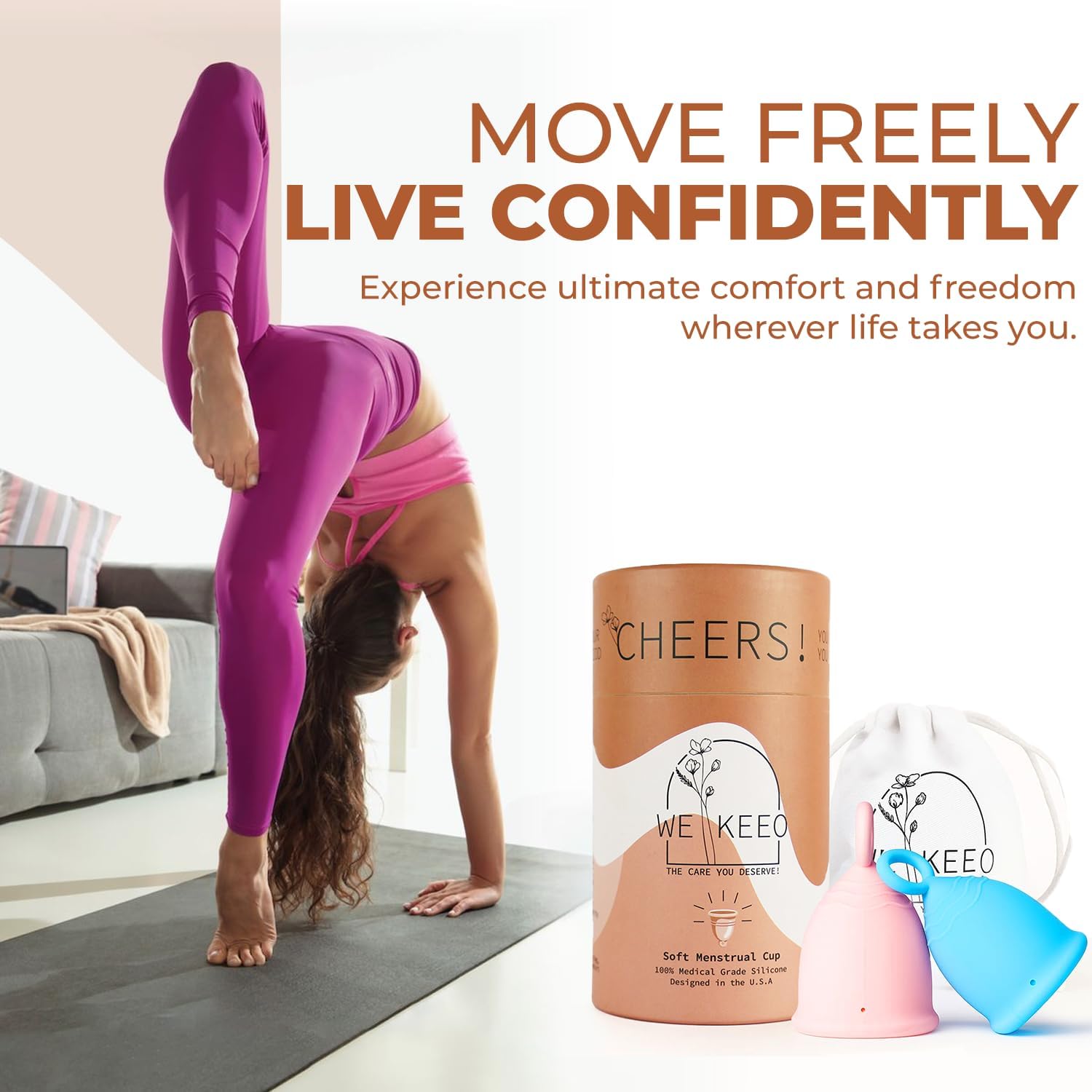 Reusable Menstrual Cup Made from Soft Medical-Grade Silicone | Period Cup with Leak-Free 12 Hour Protection | Holds Up to 6 Super Tampons | Comfortable, Flexible and Hypoallergenic Design - Image 7