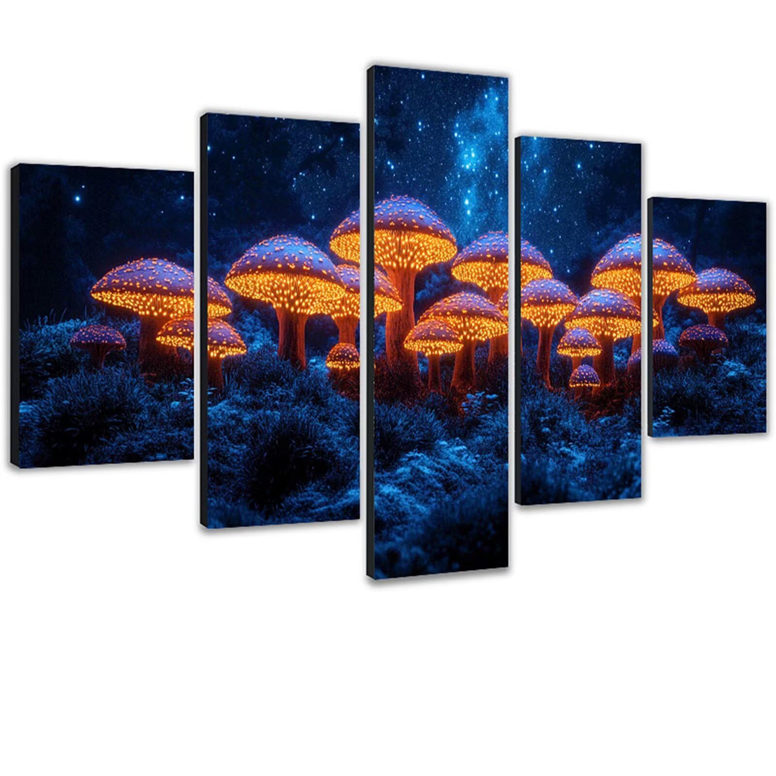 Diamond Painting Grzyb Diament Malowanie Dorosłych Gwiaździste Niebo Diamentowe Malarstwo DIY Dorośli Zestaw Do Haftu Krzyżowego Z Błyszczącymi Diamentami, Dekoracja Ścienna 5 Sztuk 110 x 225 cm 0m
