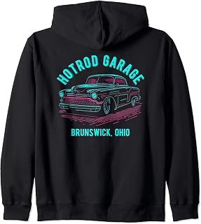 Brunswick Ohio Hotrod Garage Classic Car Design Zip Hoodie