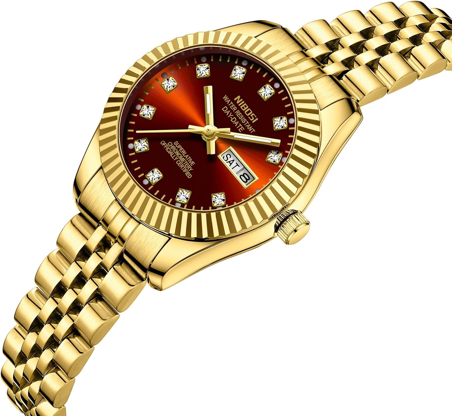 NIBOSI Watches for Women Analog Quartz Stainless Steel Dial with Day Date Luminous Waterproof Dainty Classic Luxury Diamond Elegant Dress Women's Watch for Small Wrists - Image 2