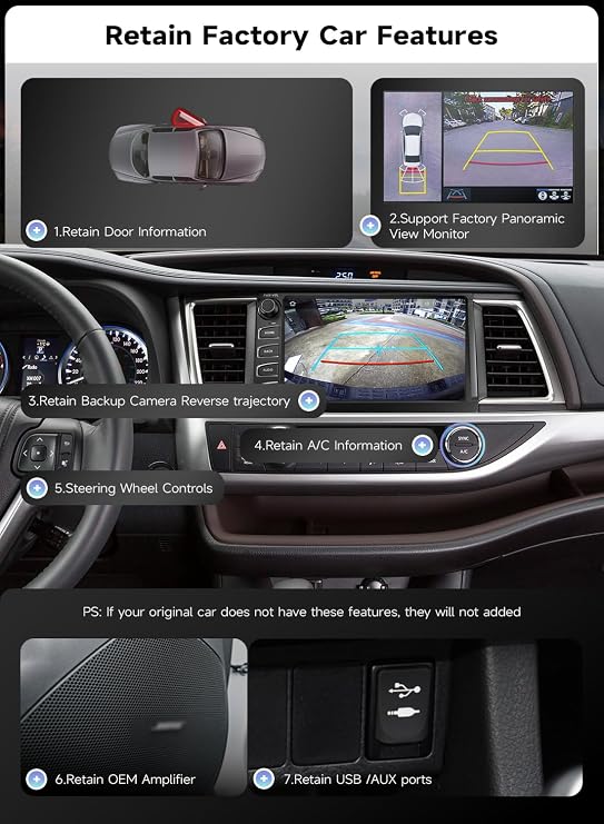 Roadanvi Android 14 6GB+128GB Head Unit for Toyota Highlander 2015-2019 | 10.2 Car Stereo Wireless Apple CarPlay & Android Auto 4G LTE WiFi Physical Knobs & Buttons QLED Screen X14 Series