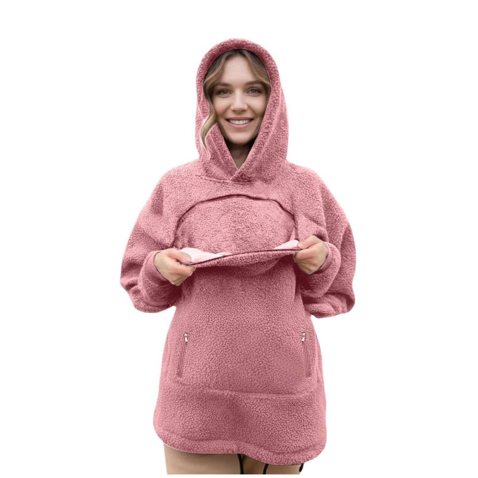 Sudadera con Capucha para Mujer,Bolsillo para Transportar Mascota Pequeñas