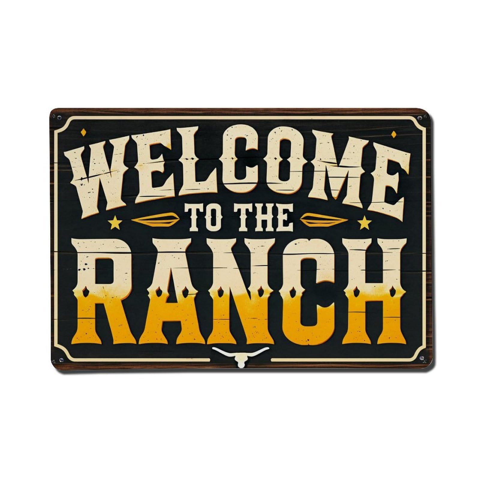 Welcome To The Ranch Sign Vintage Tin Sign Retro Metal Wall Decor Metal Poster, Home Bar Garage Farmhouse Cafe Wall Art Decoration 8x12Inches