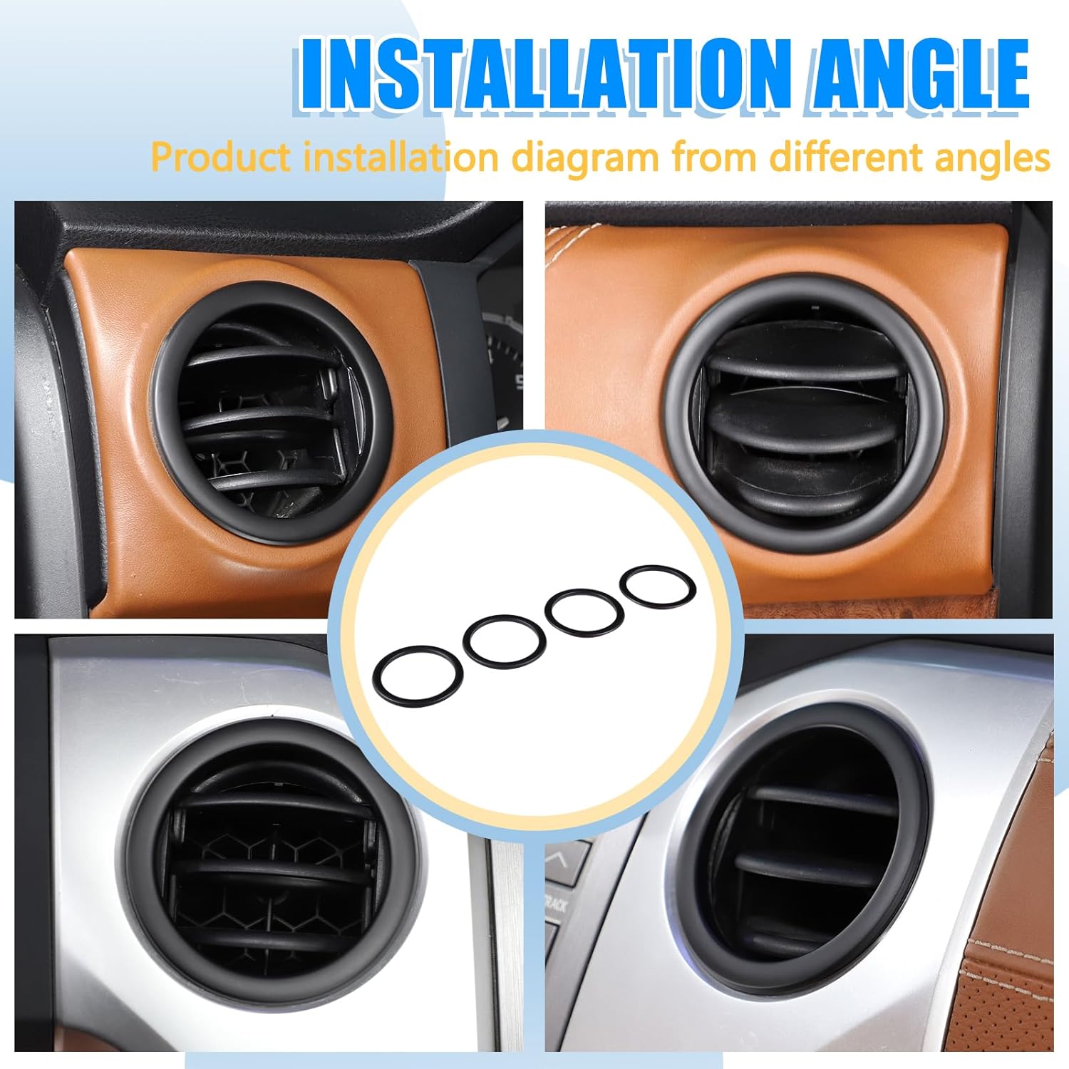 LLKUANG Fit for Toyota Tundra 2014-2021 ABS Instrument Console Side Air Conditioning Air Outlet Ring Trim Car Interior Accessories (Matt black)