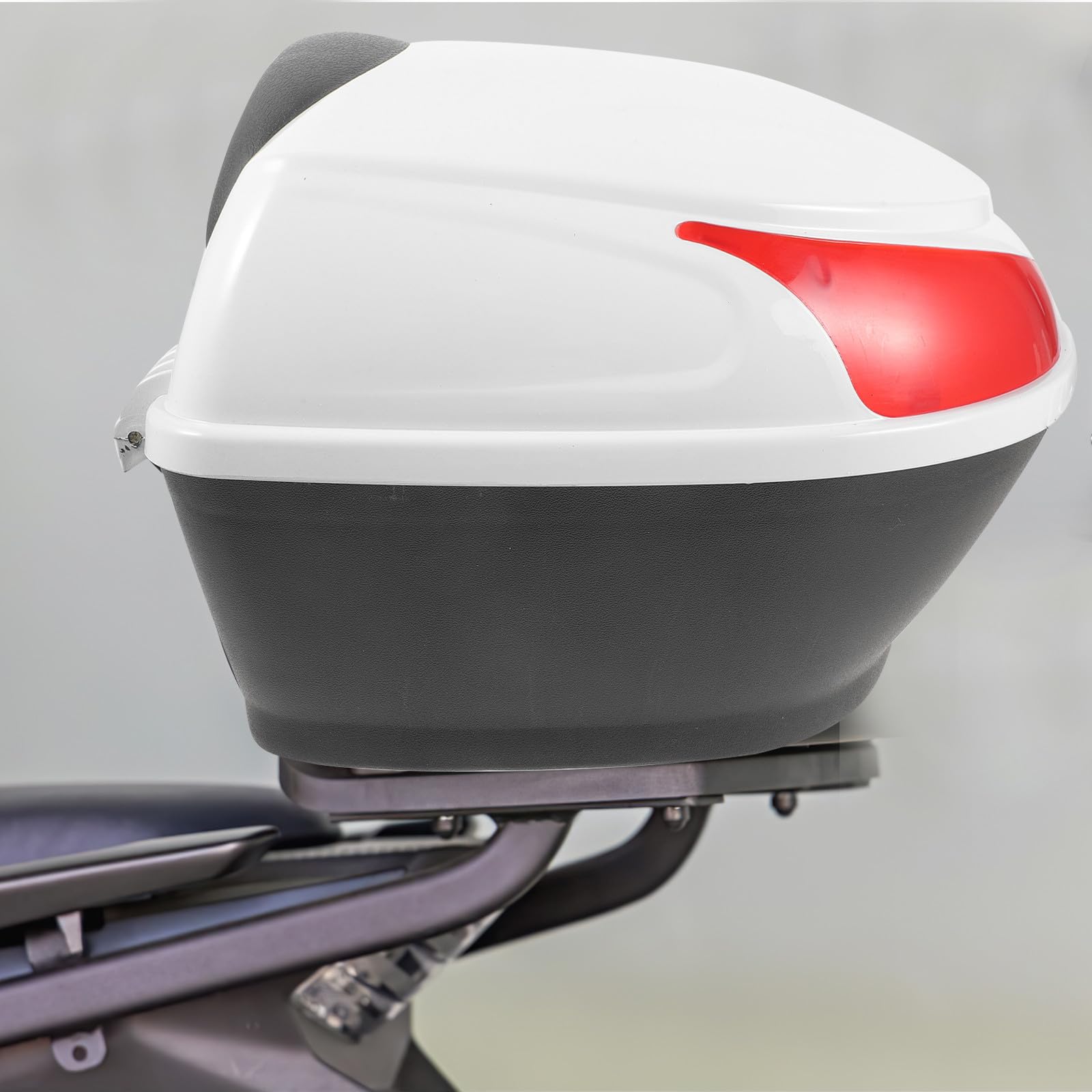 Bauletto Posteriore Scatola di Stoccaggio Pratica e Facile da Installare in Plastica Bianca, Set 1 Pezzo per Veicoli a Due Ruote e Scooter da Viaggio