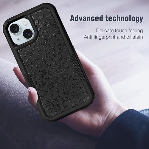 Miniatura 5 de MOWIME Funda compatible con iPhone 15 de leopardo, estampado de guepardo, a prueba de golpes, resistente, TPU duro, parte trasera de policarbonato