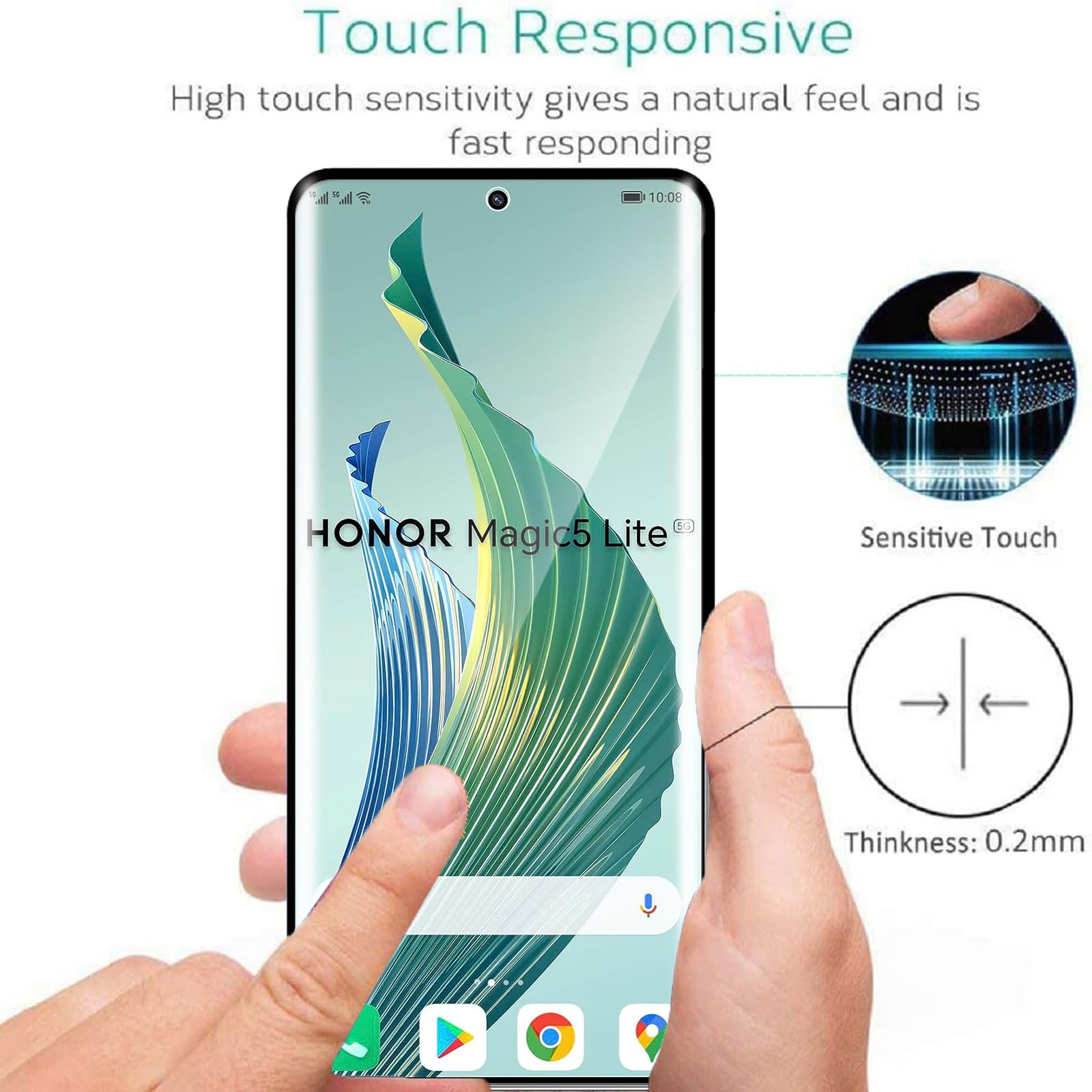 Pack 2 Protections écran + 2 Protège-caméra Pour Honor 70 - Verre Trempé 9H Ultra-fin - Compatible Empreinte Et étuis - 2