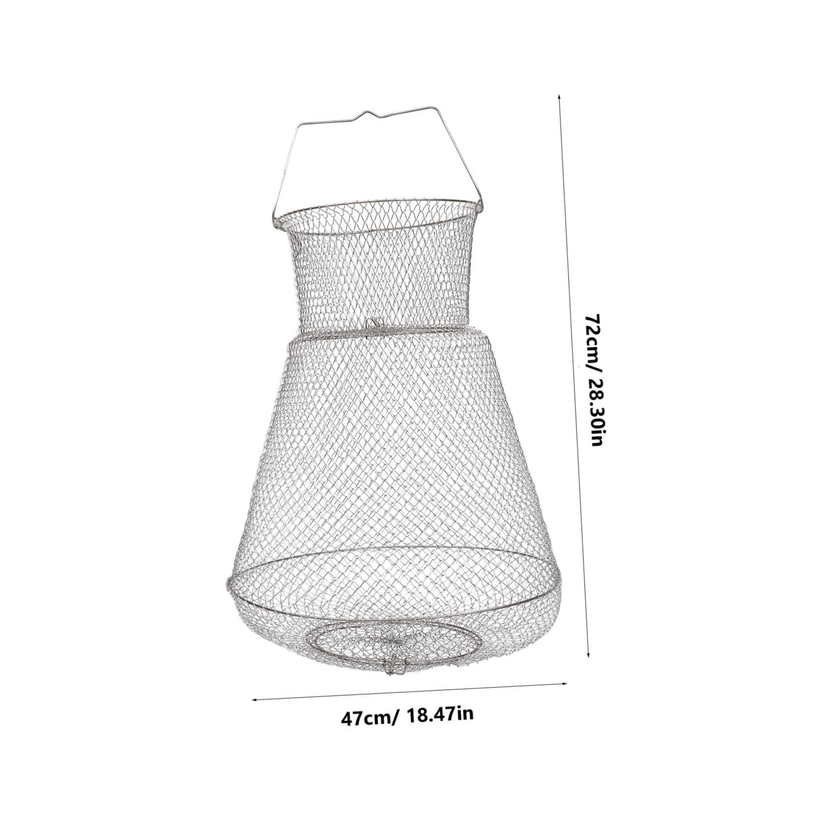 Toddmomy 1pc Stainless Steel Fish Basket Steel Fishing Net Fishing Baskets Mesh Folding Net Fish Bucket Catcher Stainless Creel Small Freshwater Crabbing Fishbasket Silver