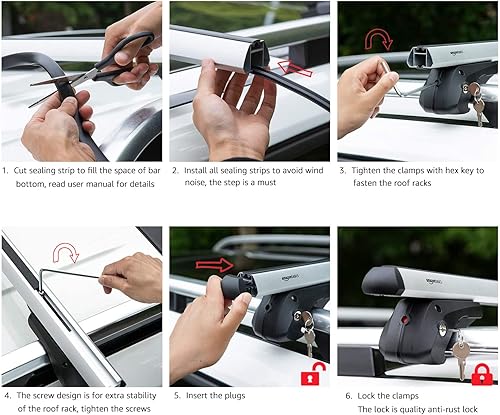 Miniatura 4 de Yaxa Basics Portaequipajes para techo de riel cruzado, 52 pulgadas, se adapta a tramos de hasta 46 pulgadas entre rieles laterales elevados