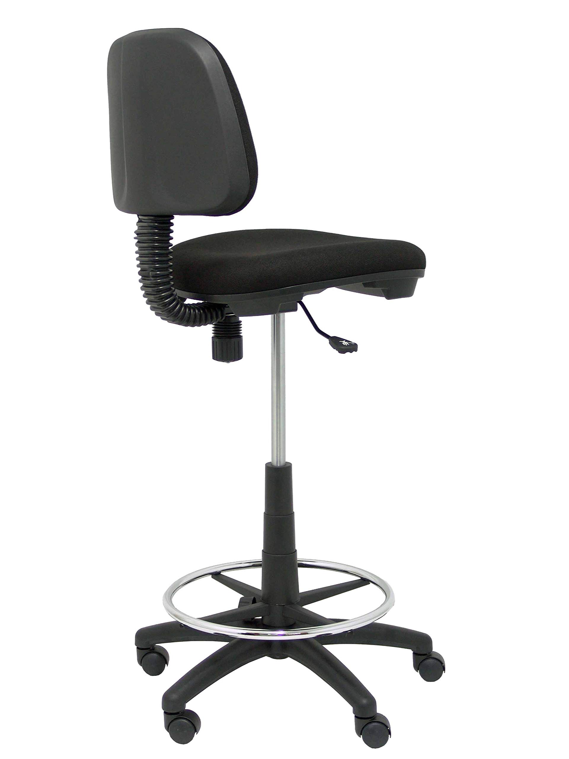 Piqueras y Crespo T12CL - Taburete ergonómico Giratorio y Regulable en Altura con aro reposapiés Cromado