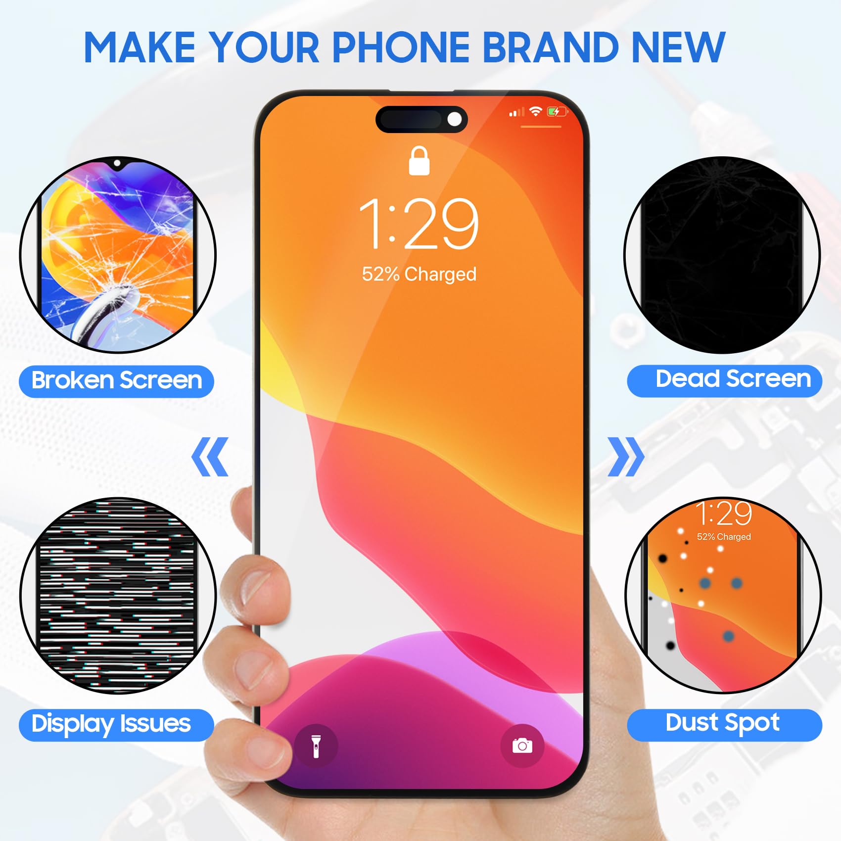 for iPhone 15 Pro Max Screen Replacement 6.7 inch for iPhone 15