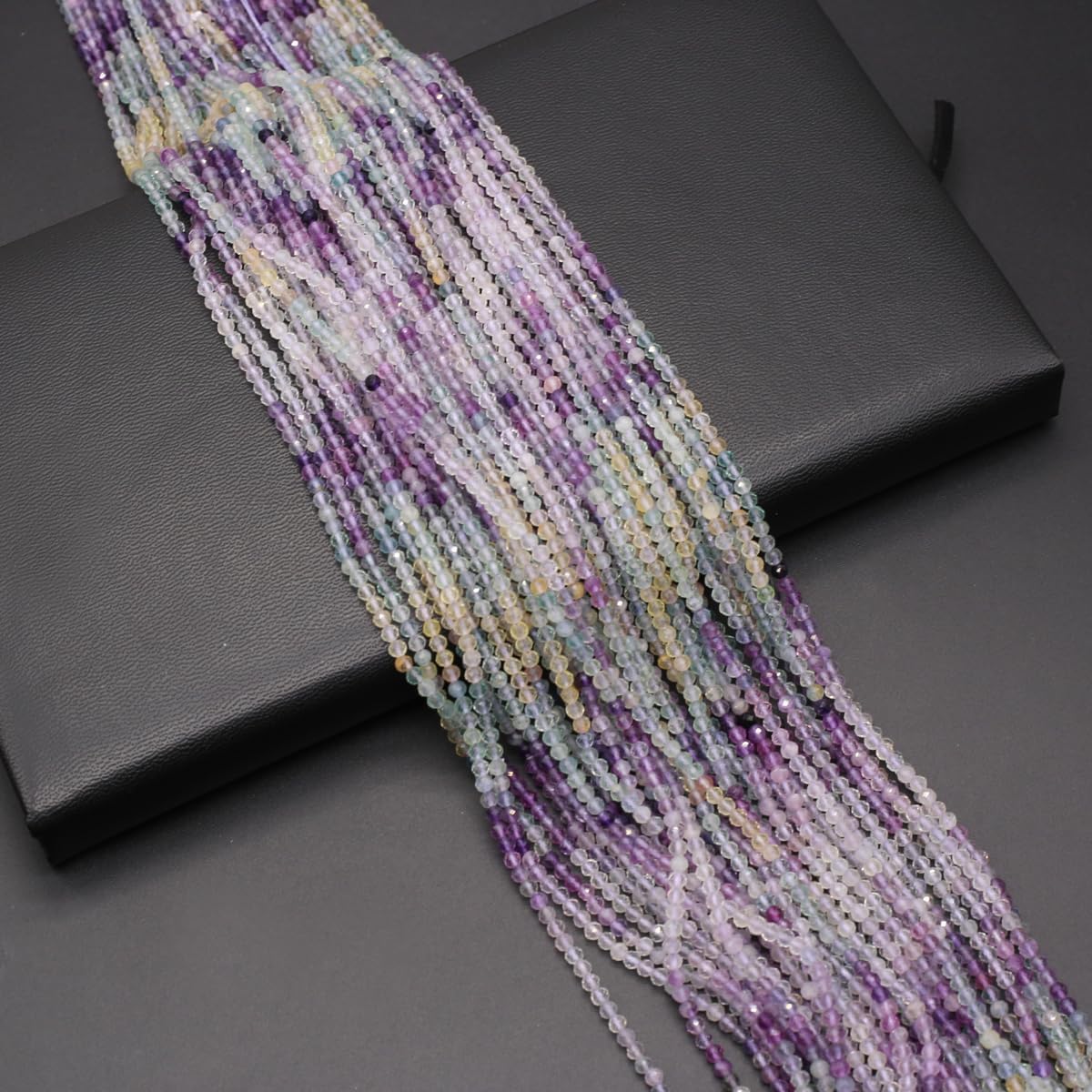 2 Strands Natural Stone Beads Faceted Round Shape Gradient Color Purple Fluorite Crystal Beads for Jewelry Making Necklace 2mm - Image 7