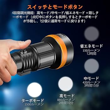 Amazon.co.jp: ORCATORCH ZD710 MK2 ダイビングライトズーム機能