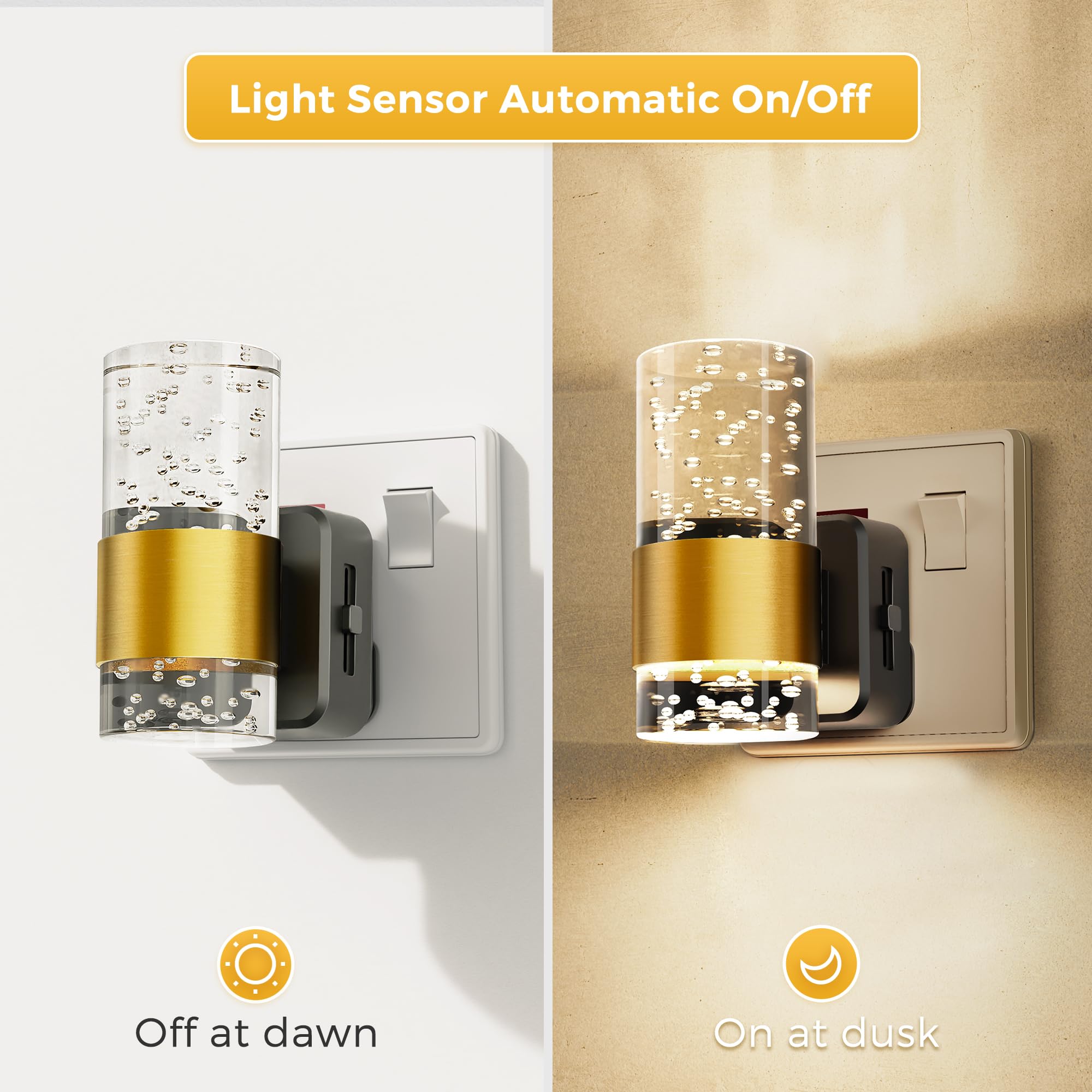 LOHAS-LED Night Light, Plug in Night Light with Light Sensor, 0-100LM Dimmable Nightlight, Warm White 3000K - Image 2