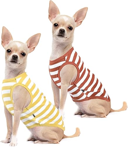 Miniatura 6 de Camisa para perro, ropa a rayas, chalecos elásticos para perros pequeños, medianos y grandes, ropa para niños, niñas, gatos, camisetas de algodón