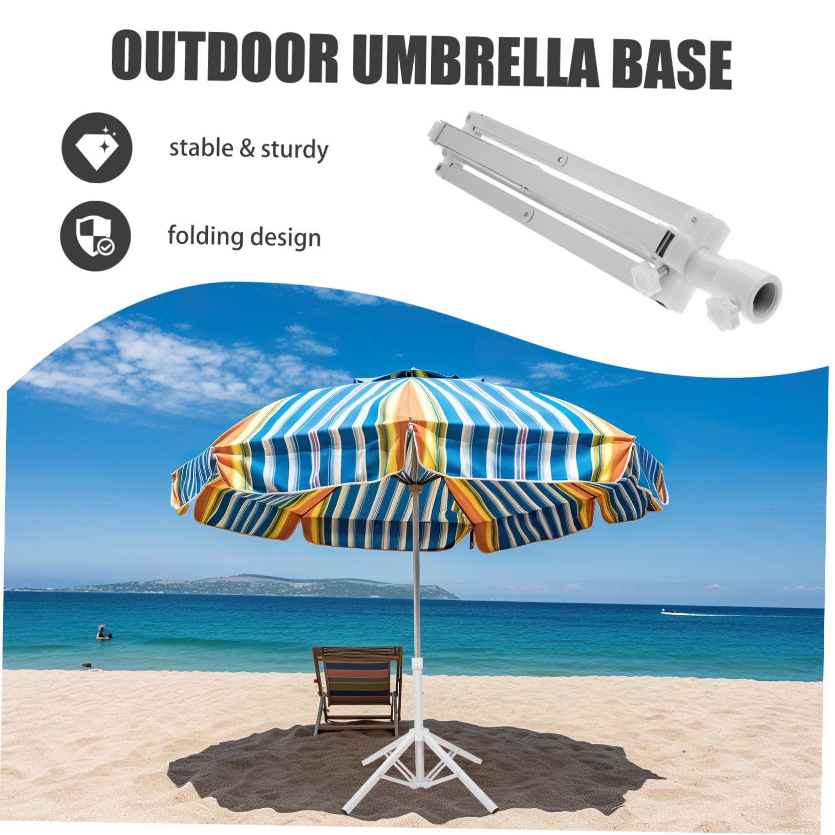 Wytrzymały metalowy stojak na parasol, przenośny stojak na parasol plażowy z 4 nogami, na patio i ogród, stabilny uchwyt na parasol we wszystkich warunkach pogodowych