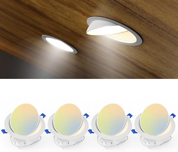 Ensenior 4 Pack 6 inch 5CCT LED Eyeball Recessed Lighting