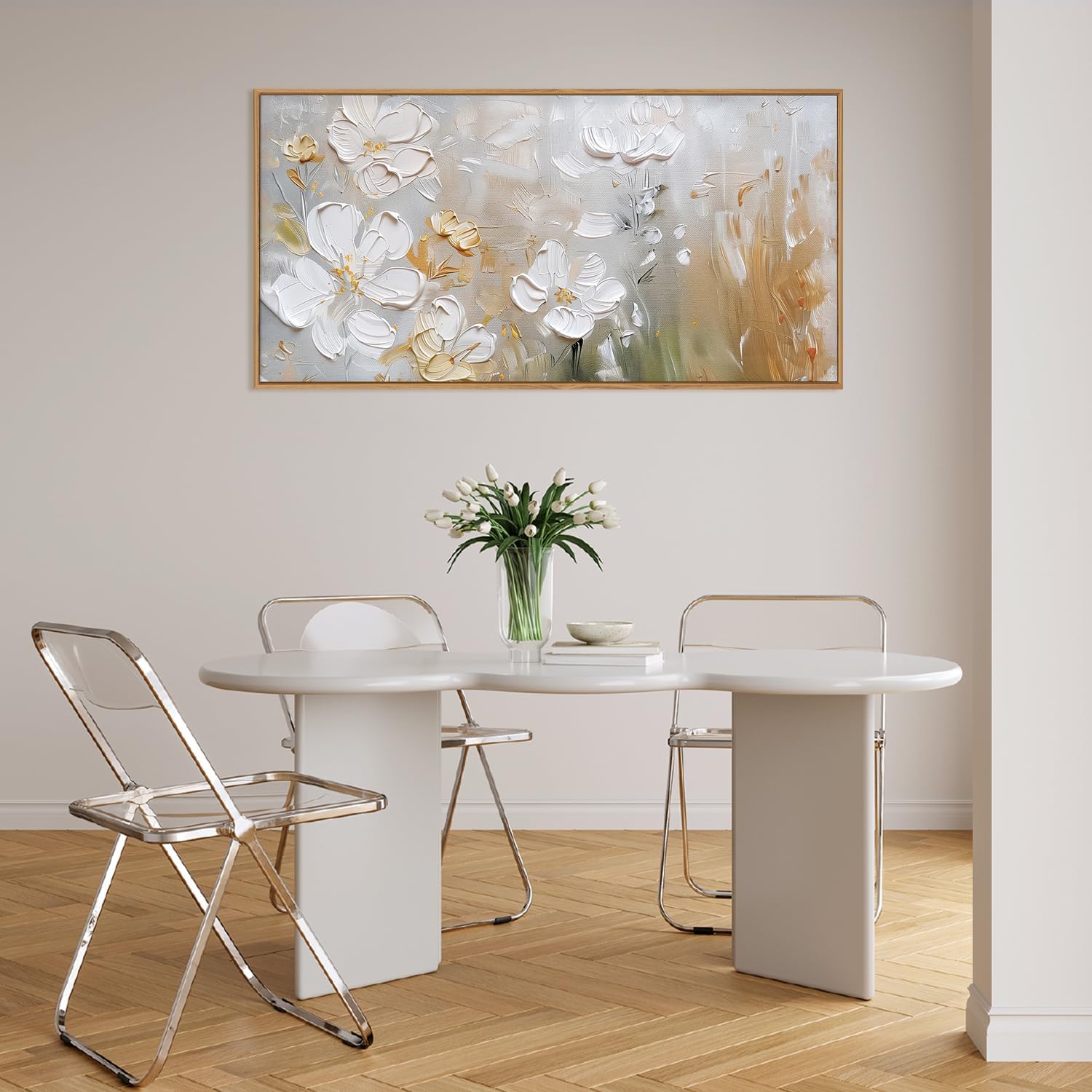 HPINUB Boho Framed Canvas Wall Art Prints, Set of 3 Mid Century Modern Wall Decor, Nature Plants Desert Sun Art Paintings, Bohemian Artwork for Living Room, Bedroom, Dining Room, Office - 24x36x3