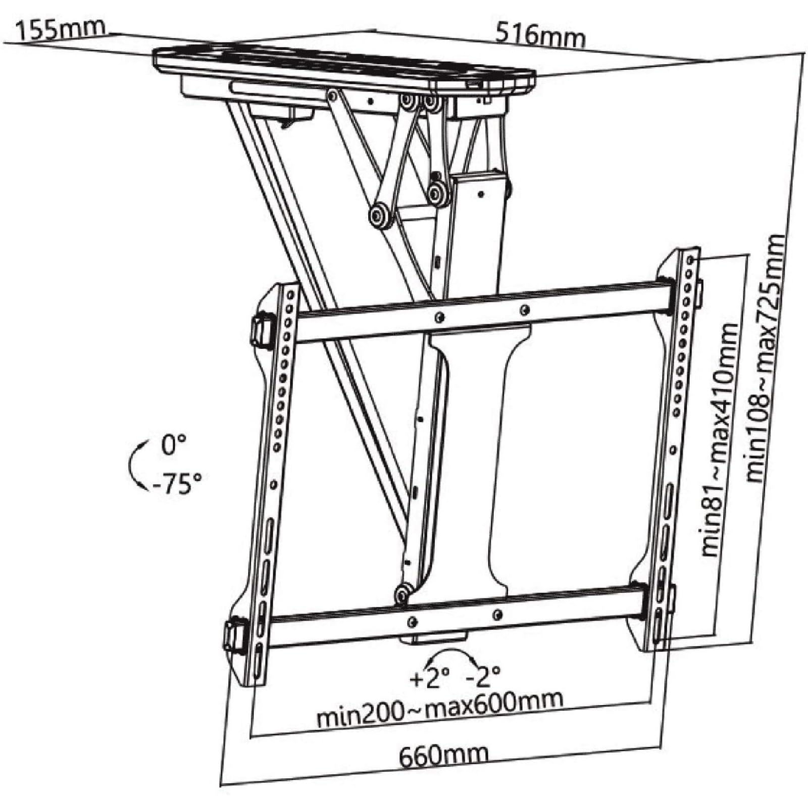 Soporte de TV motorizado - Elevador de TV eléctrico de altura ajustable - Soporte de TV de techo motorizado con control remoto, Elevador de TV eléctrico telescópico con elevación automática, Se adapta
