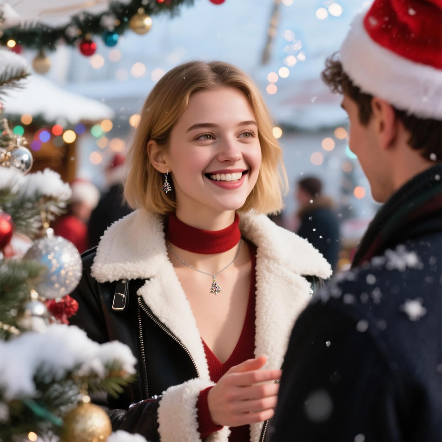 Christmas Necklace Christmas Tree Necklaces for Women Sterling Silver Holiday Jewelry Pendant Womens Gifts for Mom Wife - Image 3