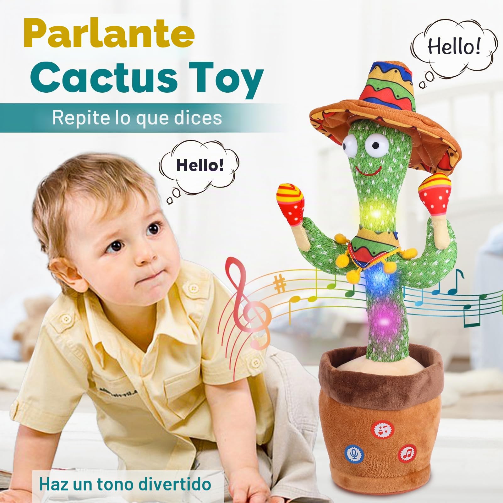 Cactus Bailarin Control Del Volumen Juguete Bebe Parlanchin Que Baila Y Repite Lo Que Dices Funny Dancing Talking Cactus Bailando Peluche Adecuado Para Niño Niña Bebé Juguetes NavideñOs De Cumpleaños