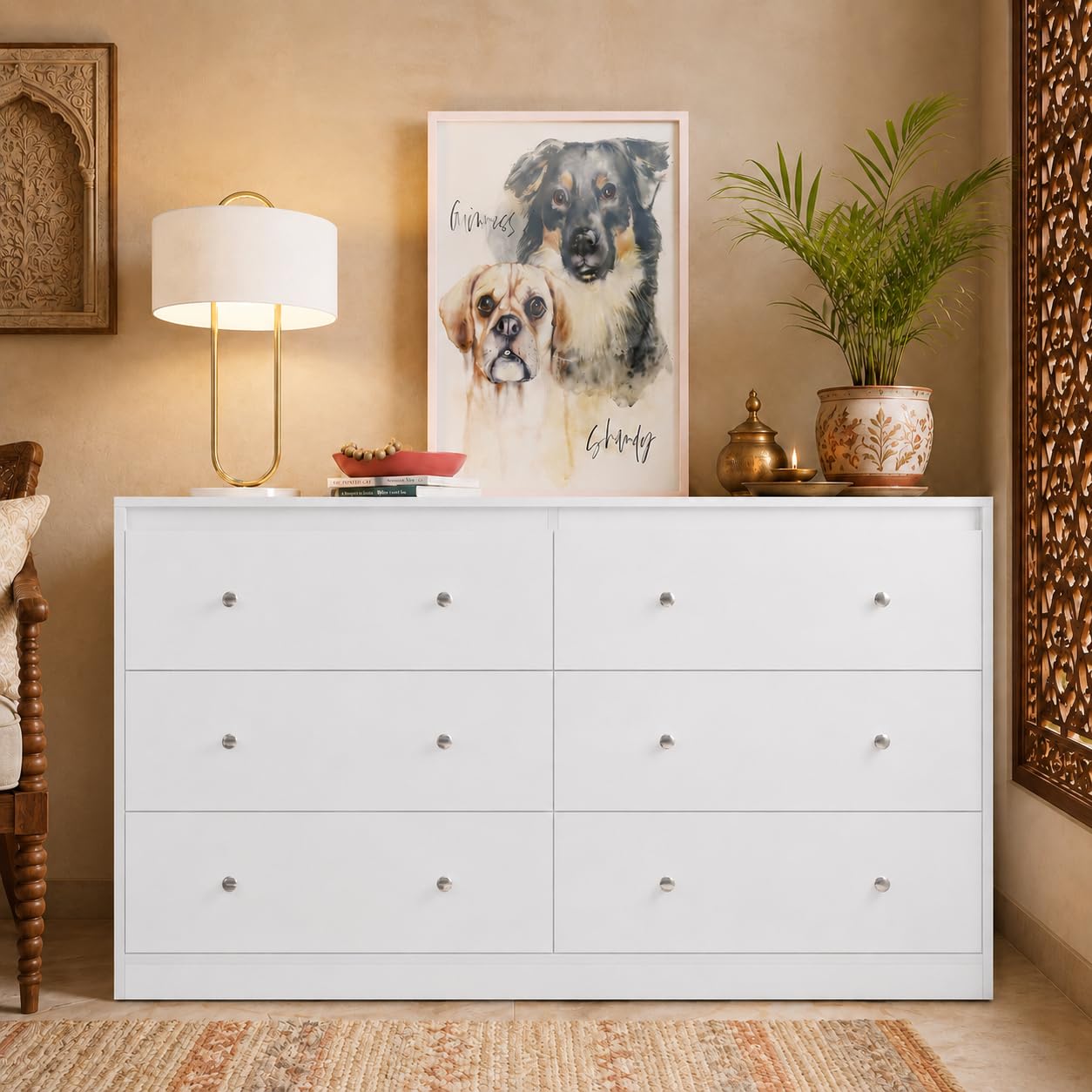 Studio Kook Livaa Engineered Wood Chest of Drawers, 6 Drawers (Matte Finish) (Moonshine White)