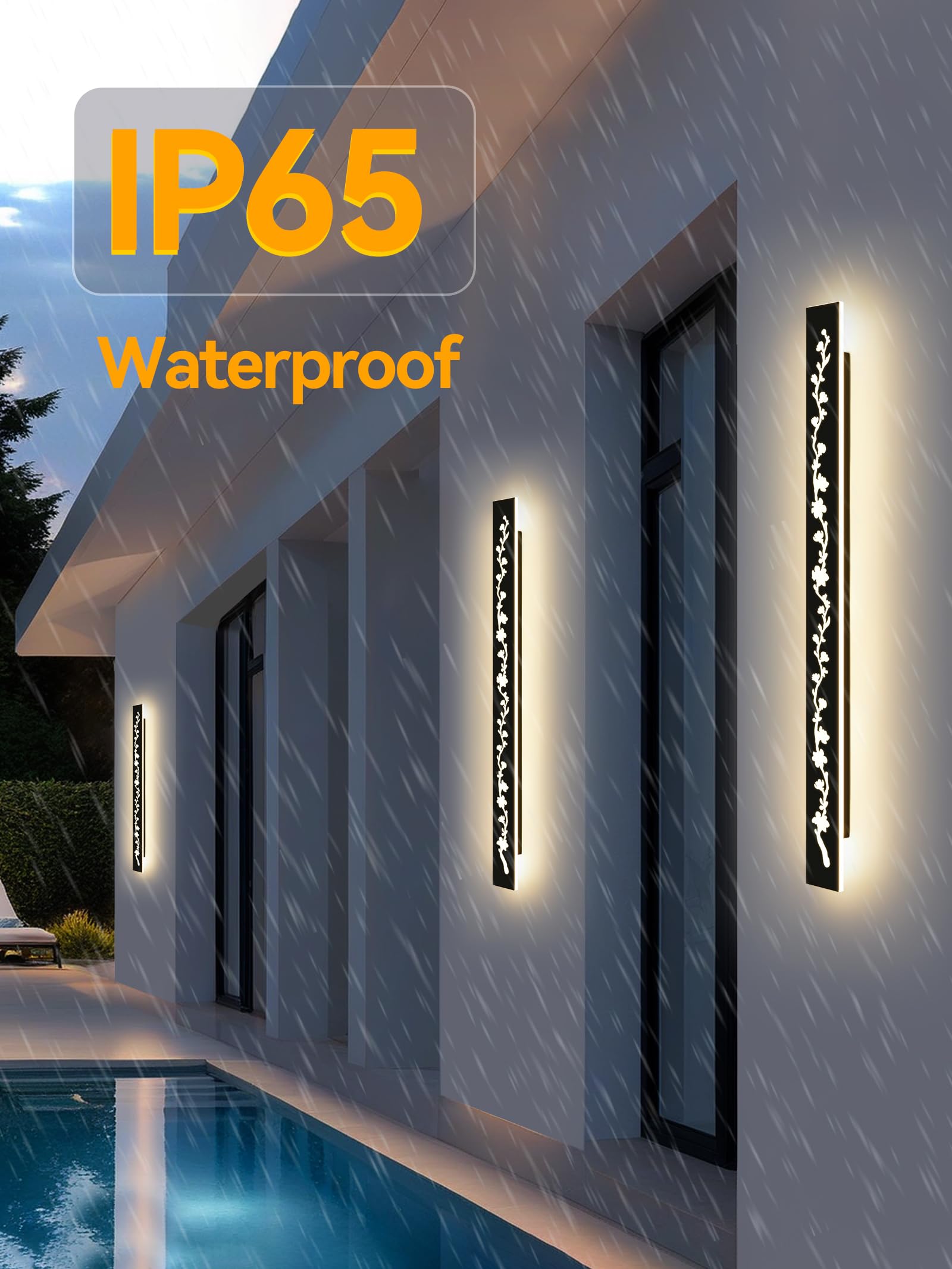 Außenlampe Wand LED 3000K, IP65, Schwarz, 120 cm, 40W