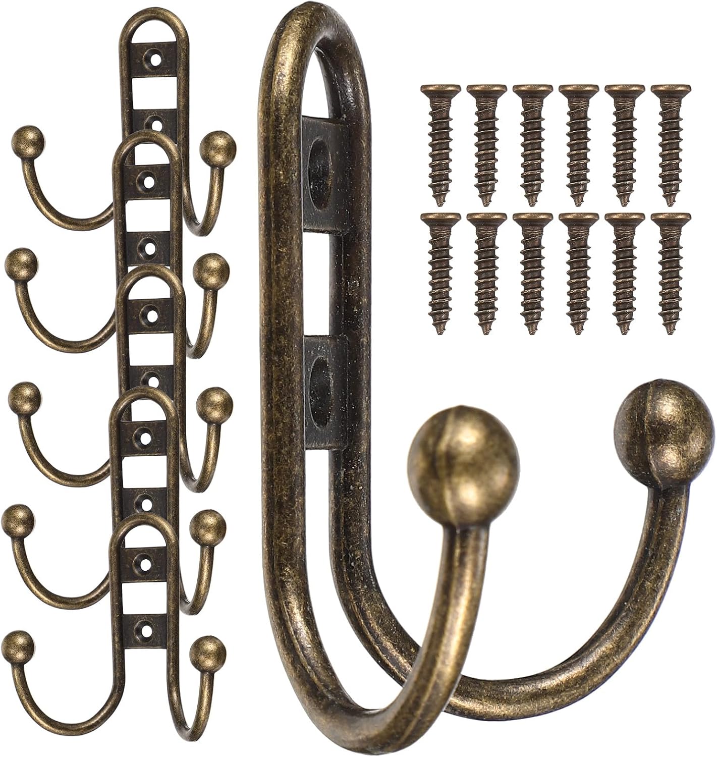 Gadpiparty 6pcs Vintage Metal Wall Hooks Rustic Iron Coat Hooks Antique Bronze Finish for Bathroom and Kitchen Organization