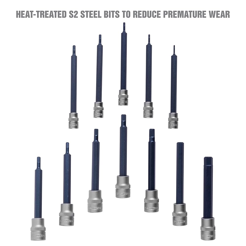 ♮H.M.L.Y.E OEMTOOLS 23902 12 Piece SAE Magnetic Long Hex Bit Socket Set