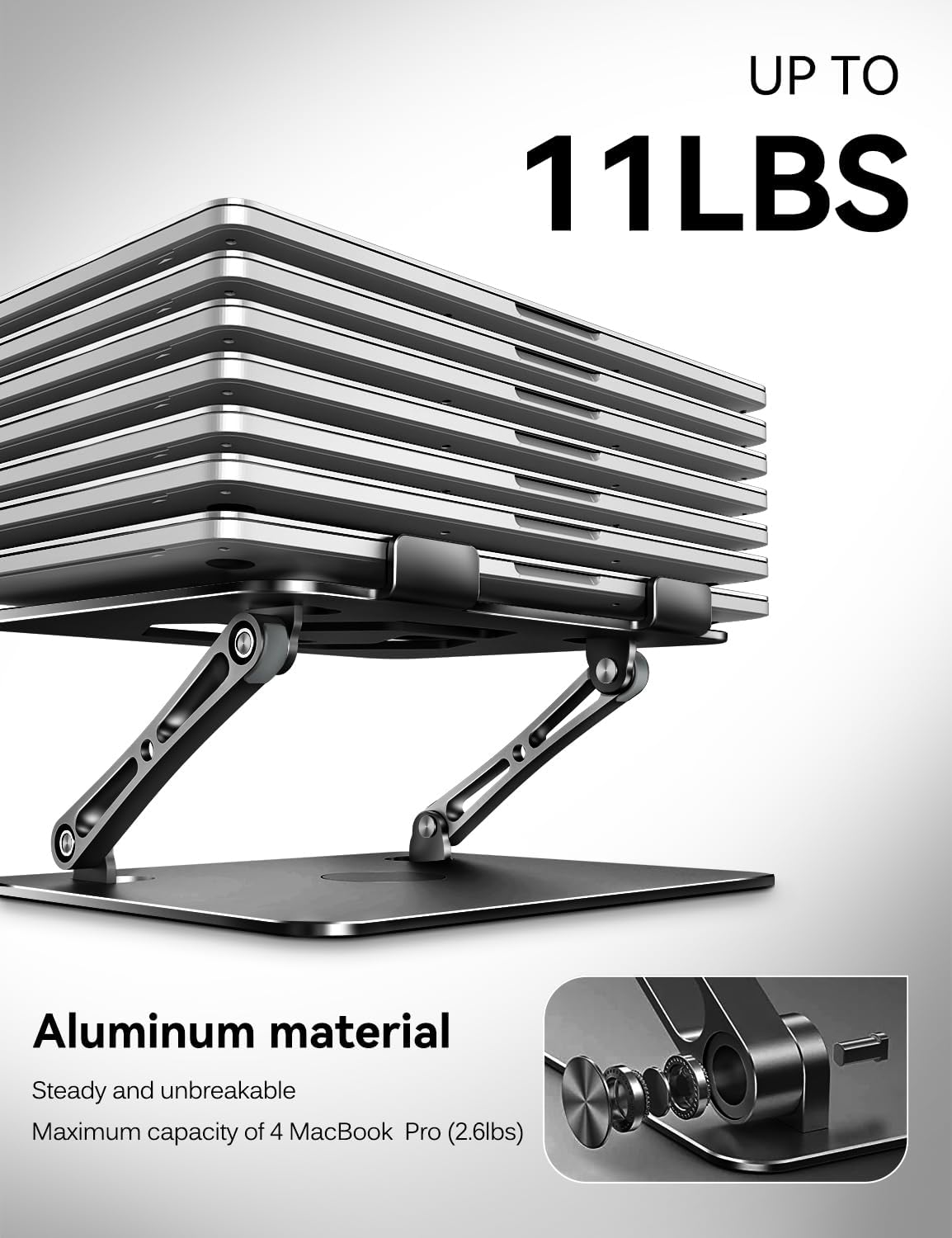 ivoler Adjustable Laptop Stand with 360° Rotating Base, Ergonomic Laptop Stand for Desk, Foldable & Portable Laptop Riser, Suitable for Collaborative Work, Fit MacBook Laptops up to 16 inches[Black]