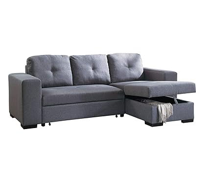 HITECH FURNITURES 3-Seater L-Shaped Modern Style Sofa Cum Bed