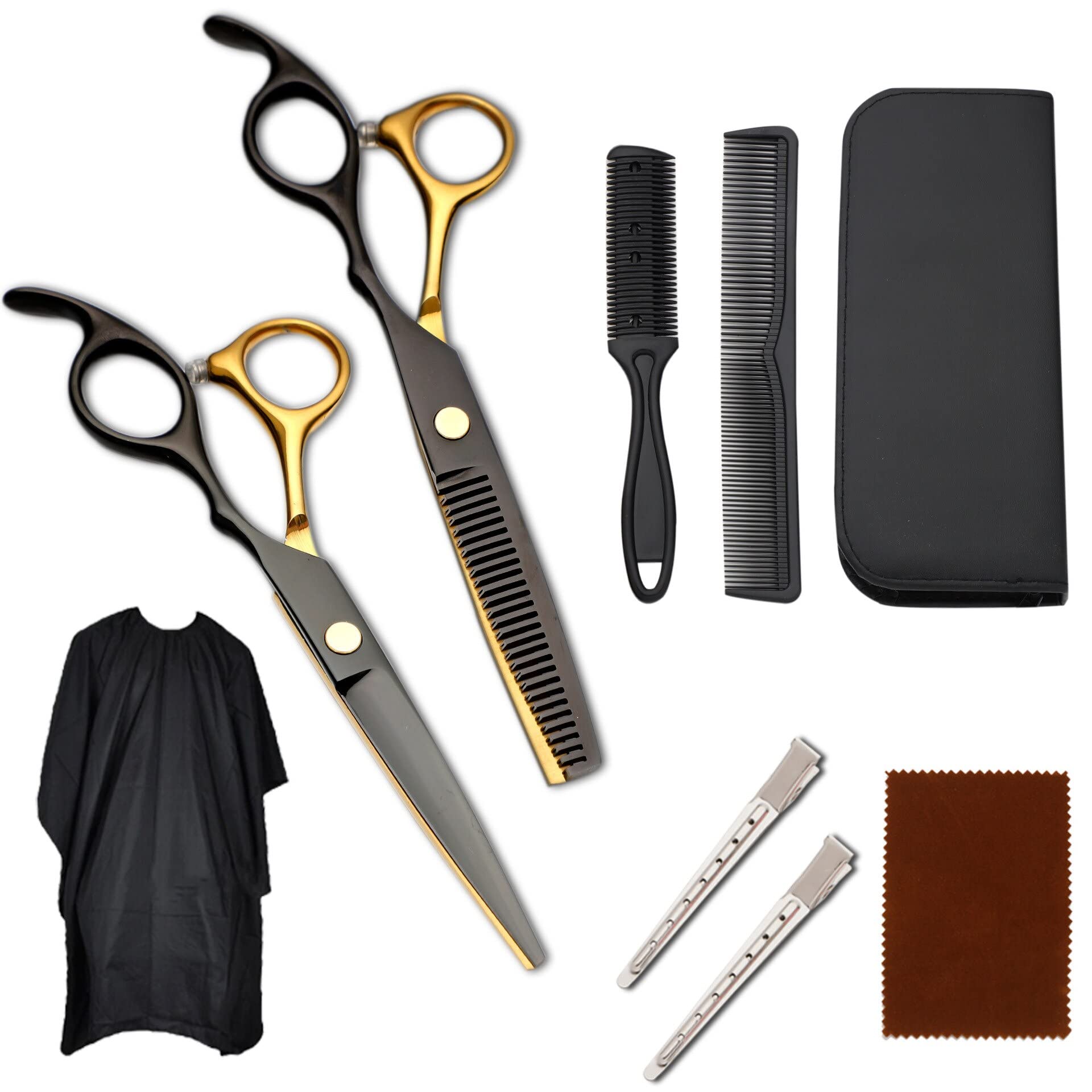 Forbici per tagliare i capelli, forbici da parrucchiere professionali da 6 pollici, set per tagliare i capelli, pettine a doppia estremità, forbici da barbiere, kit forb(B