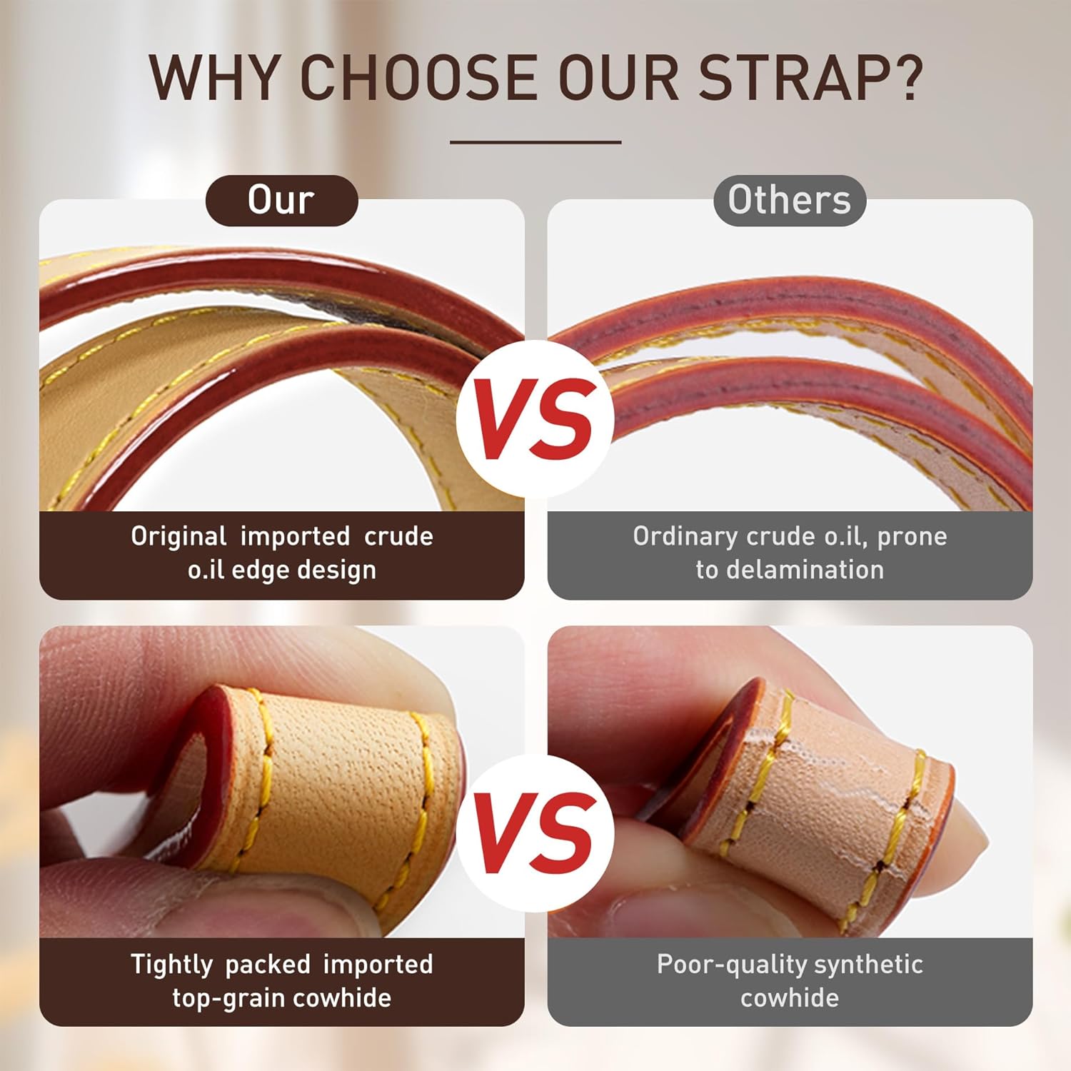 Doxo Genuine Vachetta Cowhide Leather Shoulder Strap - 0.7'' Width 24.8'' Length Short Replacement Straps Compatible with LV Graceful Tote, Speedy, Alma & Dauphine Bags (Beeswax) - Image 6