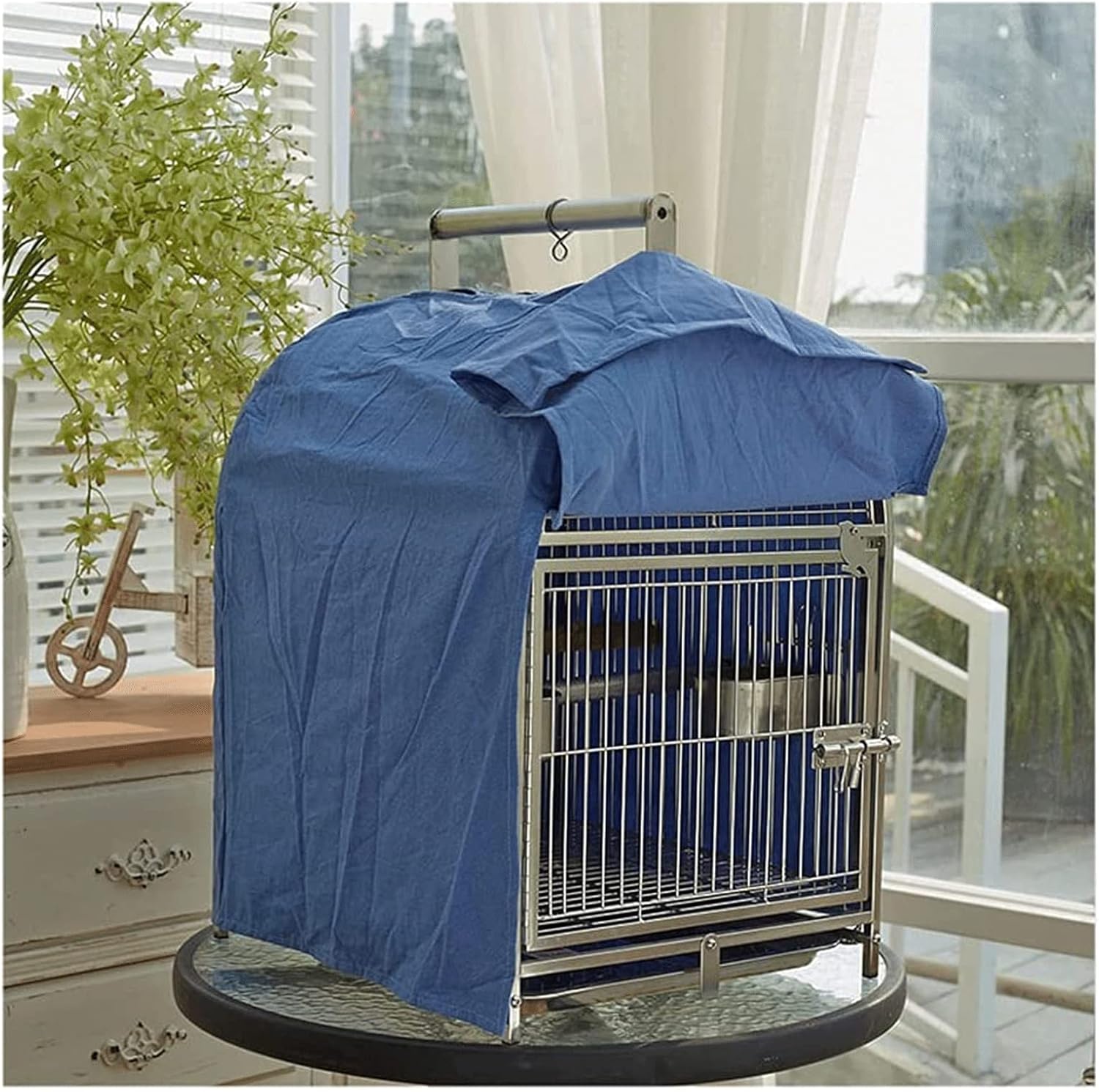 Generic Bird House 304 Stainless Steel Bird Cage, Portable Handle, Breeding Ornamental Cages for Pigeons, Parrot, Spacious 42x37x62cm/16.5x14.5x24.4in