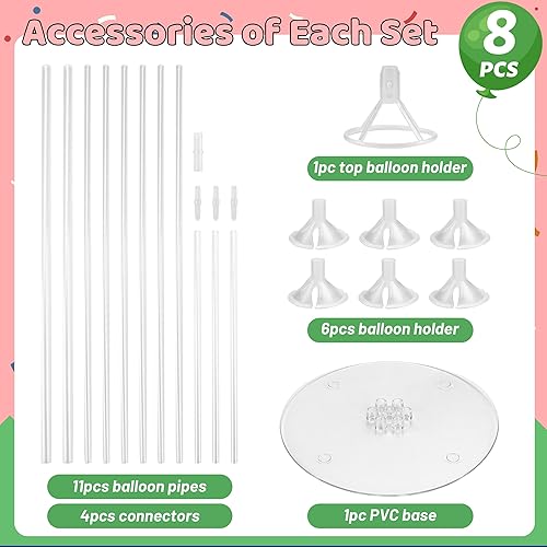 Miniatura 10 de JOYYPOP Juego de 4 soportes para globos palos de globos con base para mesa cumpleaños baby shower decoración de fiesta de graduación