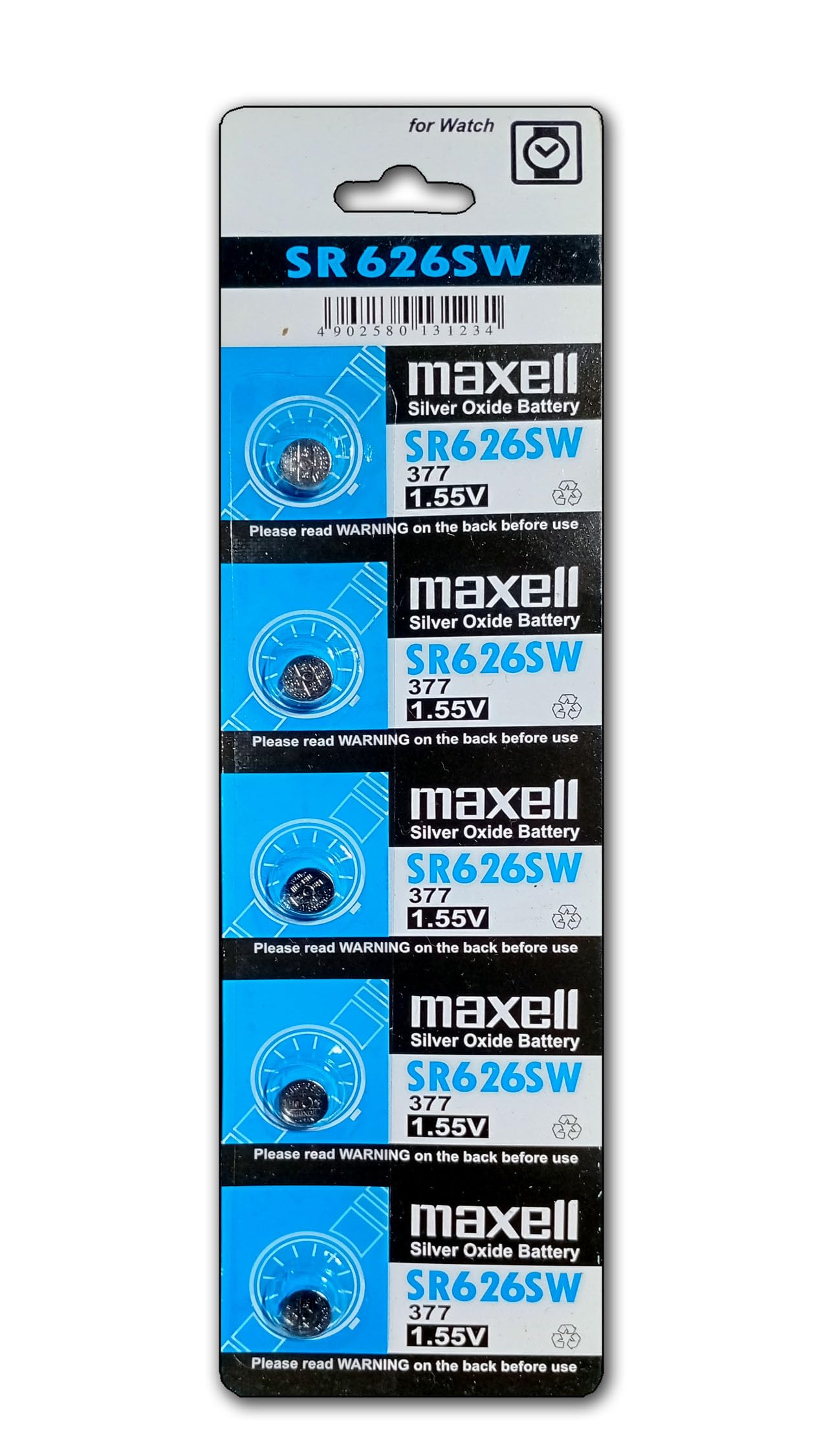 Maxell SR626SW 1.55V Silver Oxide Battery (Pack of 5)