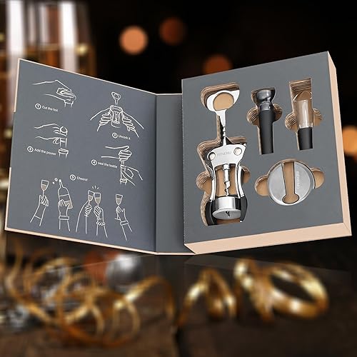 Miniatura 3 de Abridor de vino, regalo de aleación de zinc sacacorchos de ala premium abrebotellas de vino con abrebotellas multifuncional