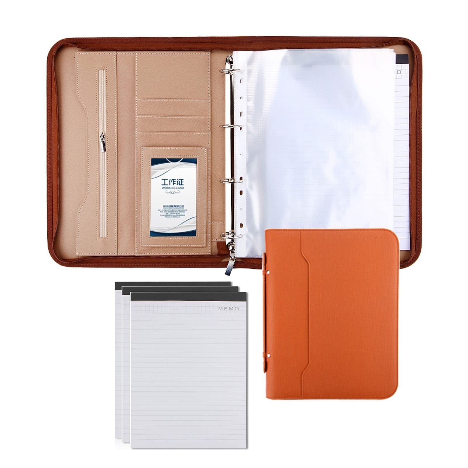Schreibmappe A4, Portfolios Padfolio Binder Kunstleder Reise-Organizer Tasche Reißverschluss für Dokumente Präsentationsmappen Visitenkarten
