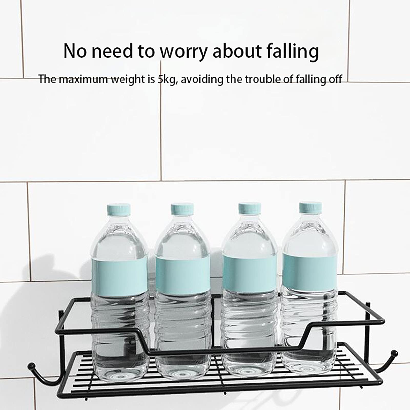 Estantes de baño exquisitos Estante de baño montado en la Pared Estante de Ducha Adhesivo para Pared Sin perforación Soporte de Almacenamiento de Pared de baño de Cocina de Acero Inoxidable/a