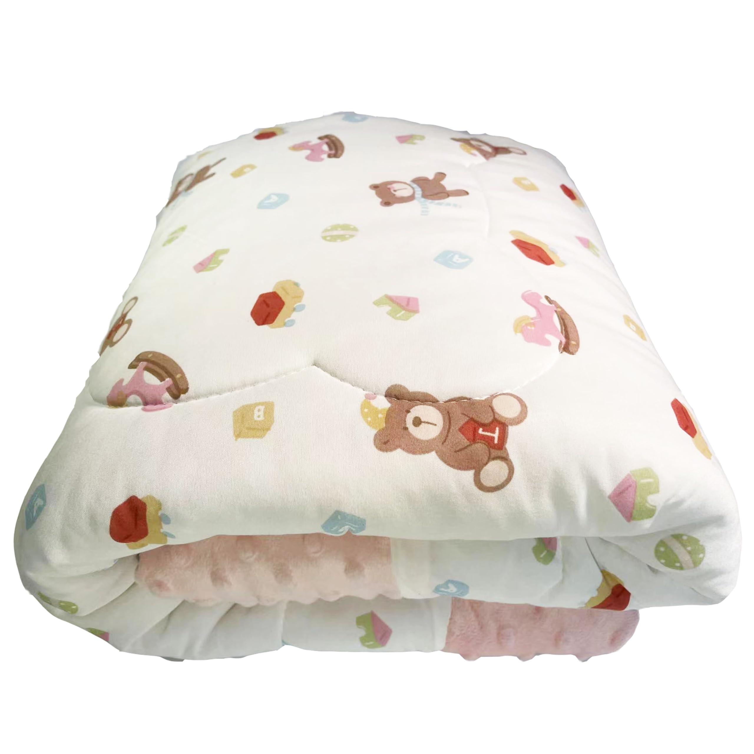 Cuite Pumpkin Newborn Infant Baby Comforter for Pack and Play Bassinet,Down Alternative Toddler Comforter for Crib Bed,40" x 40" Small Crib Quilt for Girls,Baby Quilted Minky Blanket for Daycare（pink）