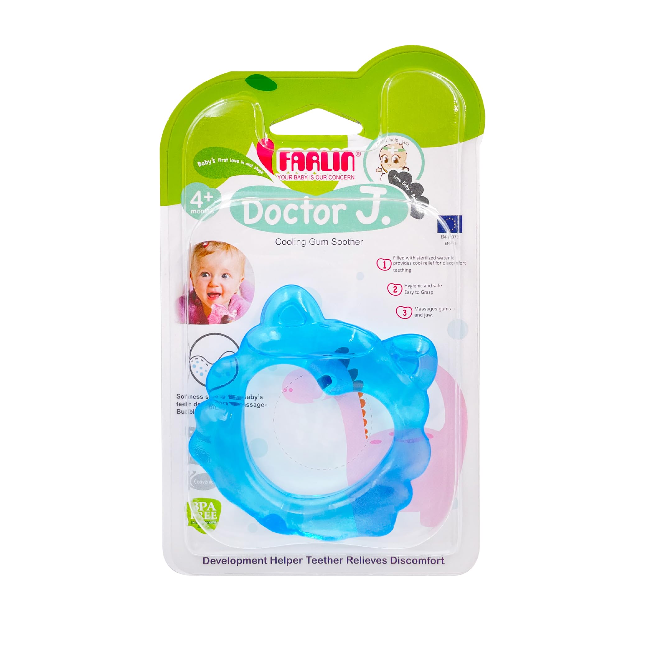 Farlin BF-147 Water Filled Cooling Gum Soother, Relieves Teething Discomfort, Clear Hygienic Design, Safe Gum Massager, Easy-to-Grasp, Soft and Soothing Teether for Babies (4M+), Multicolor-picture-11