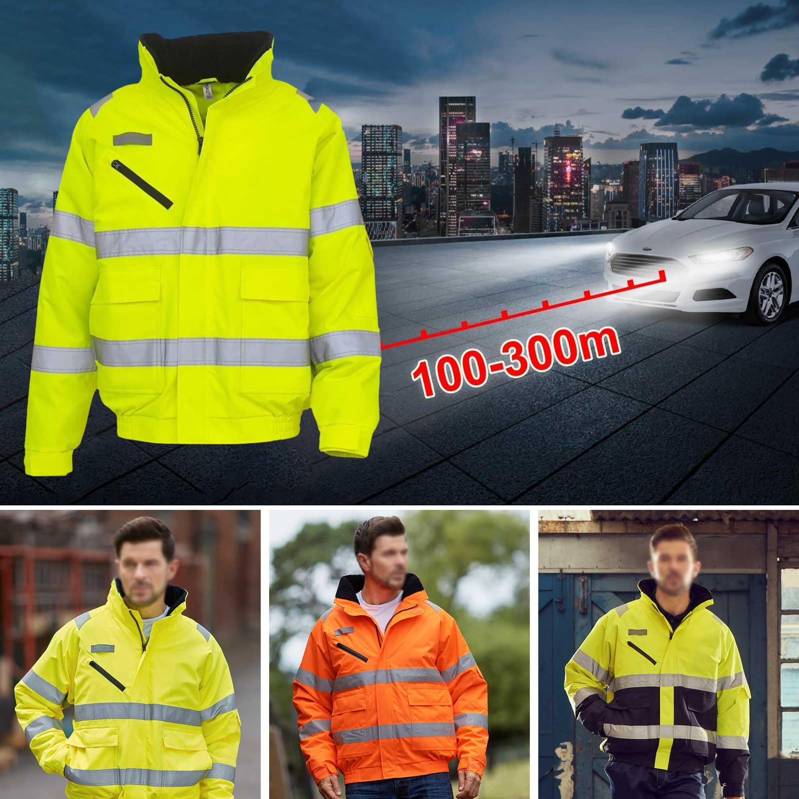 Spersonalizowana kurtka z nadrukiem, męska kurtka bomberka Hi-Vis, softshell, wysoka widoczność, bezpieczeństwo, odzież robocza, wodoodporny płaszcz roboczy