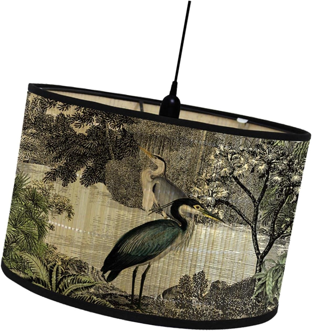 Drum Print Lamp Shade Chandelier Lamp Cover for E26/E27 Lampholder Retro Spider Decorative Bamboo Lampshade Cover for Floor Table Hanging, Style A
