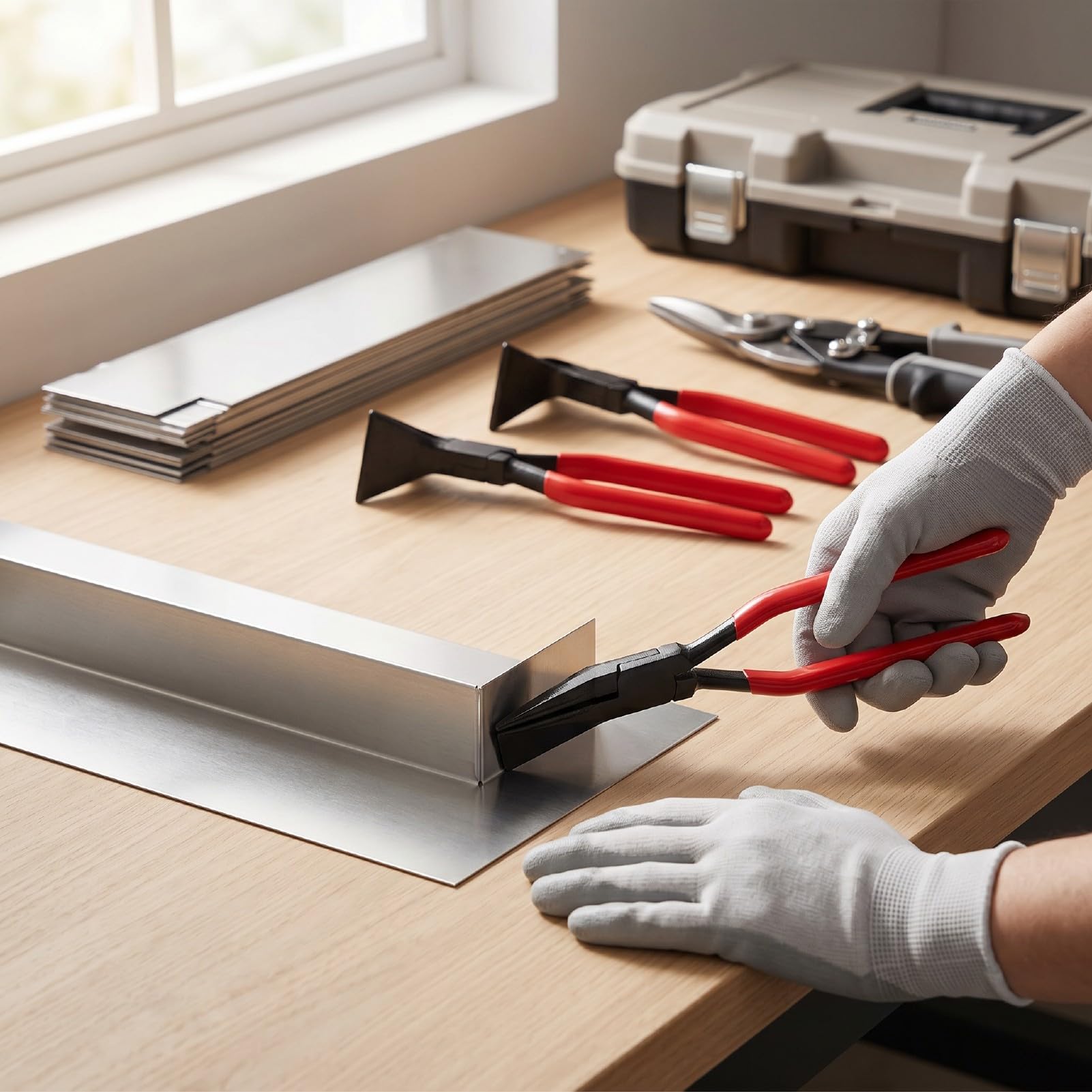 banapoy Alicates para Doblar Chapa de Metal, Juego de 3 Piezas 45 90 180 Grados, Alicates para Doblar Chapa de Metal con Agarre Ergonómico para Techadores, Fontaneros, HVAC