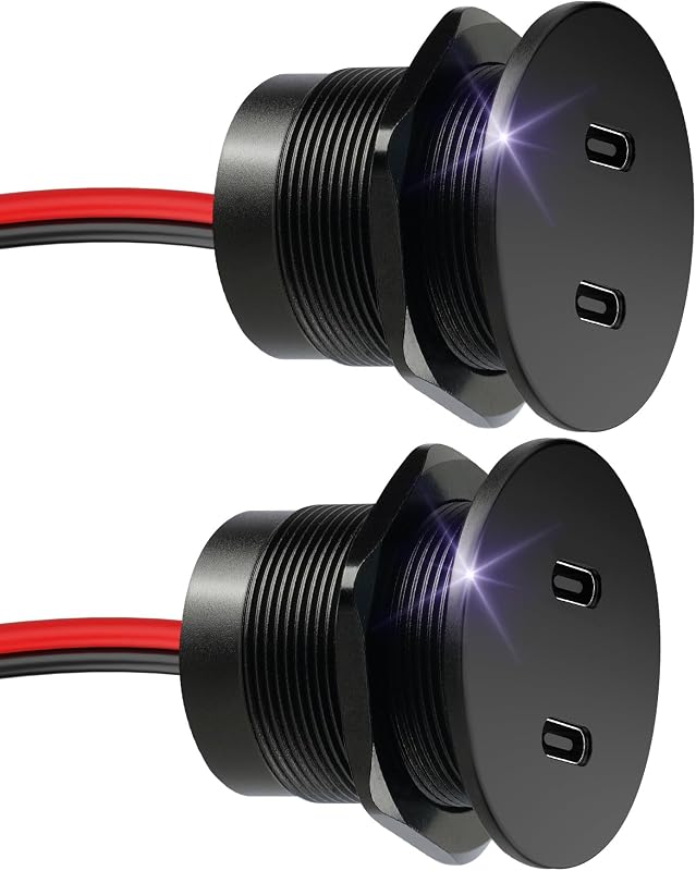 Tomada USB-C automotiva Obeaming 50 W, 12 V, 2 portas PD 3.0 – Pacote com 2