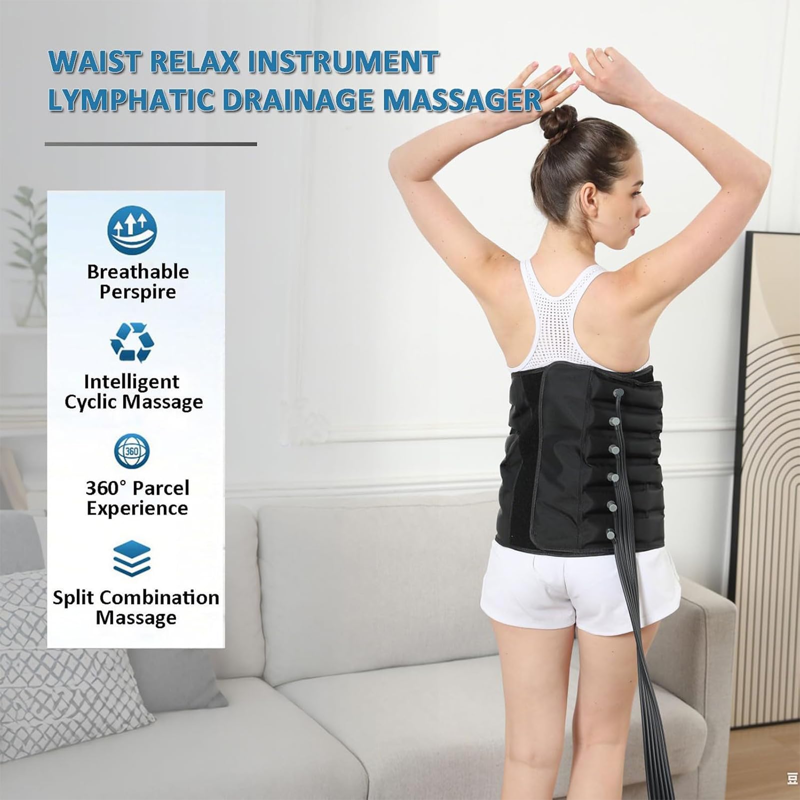 Botas Presoterapia y Masajeador Profesional, 6 Cámaras, Presión Ajustable 0-240 Mmhg, Tiempo 0-30 Minutos, Promueve Circulación, Ideal Personas Piernas Hinchadas, Uso Casa, Relajación Total