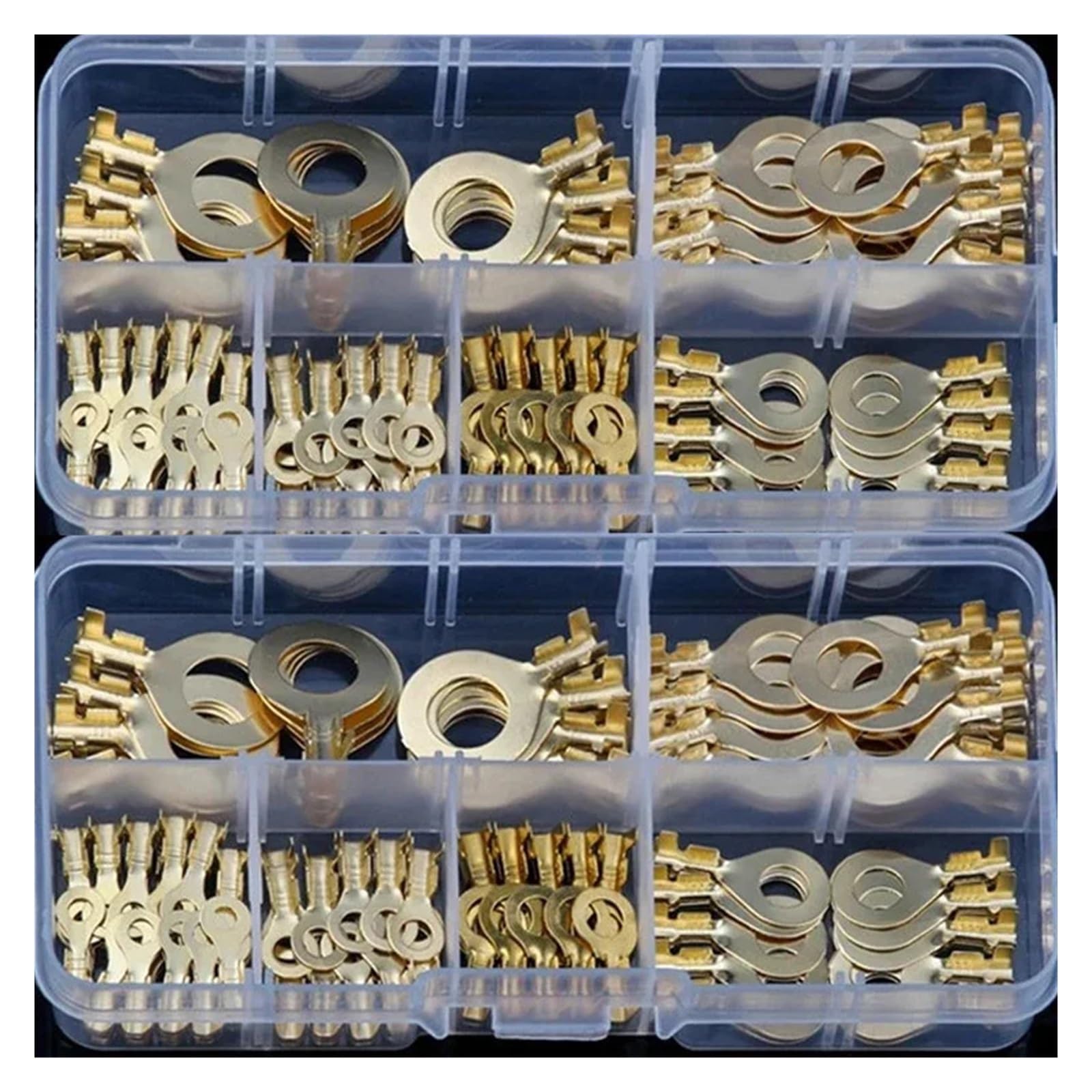VWWJCCRO 150PCS M3/M4/M5/M6/M8/M10 Ring-Terminal Wire Quick Connector Terminal Brass Crimp Terminal Assorted Kit