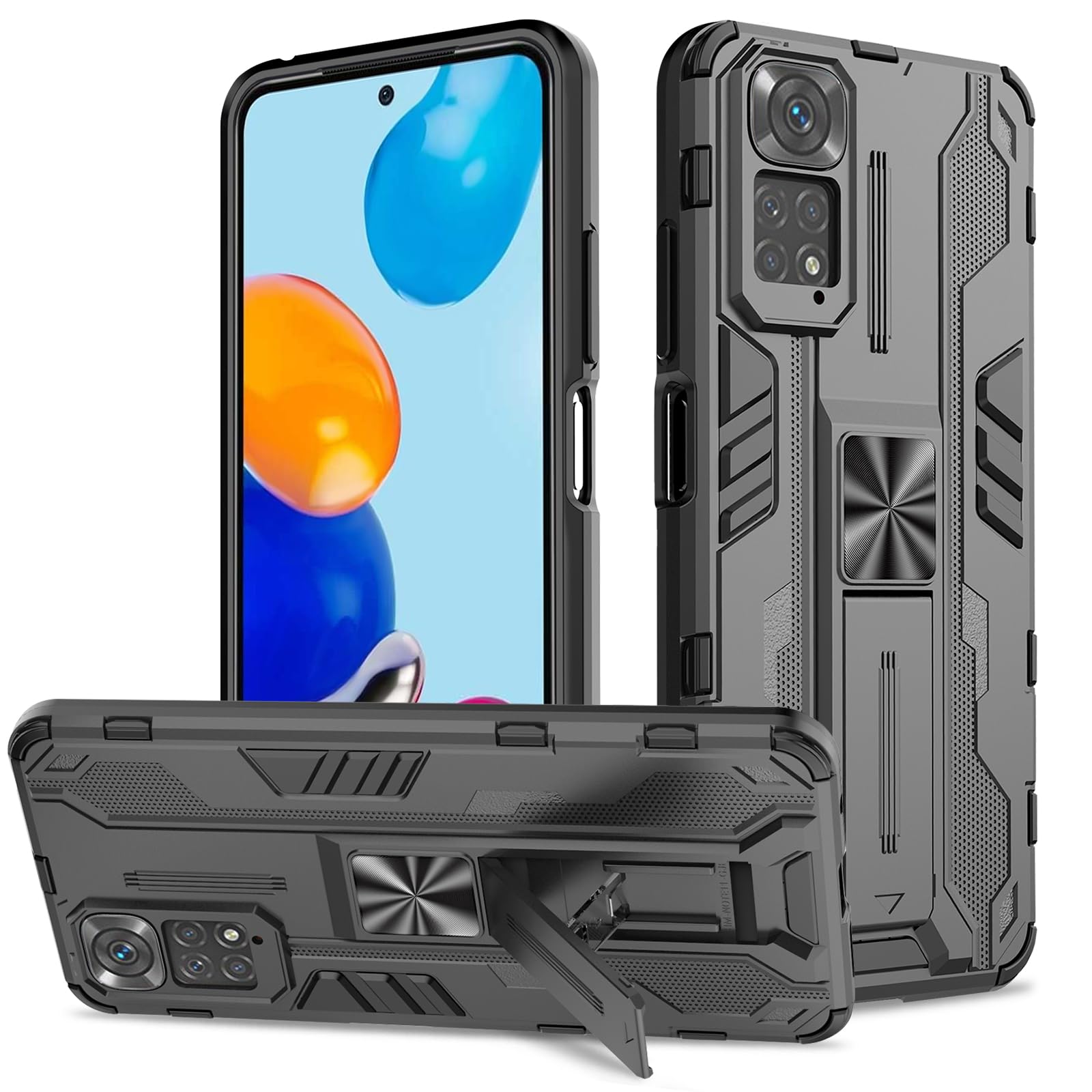 Funda para Samsung Galaxy A13 4G con Cristal Templado Protector Pantalla, Carcasa Antigolpes con Soporte anular metálico, Case Protectora de Grado Militar, Negro — view 62