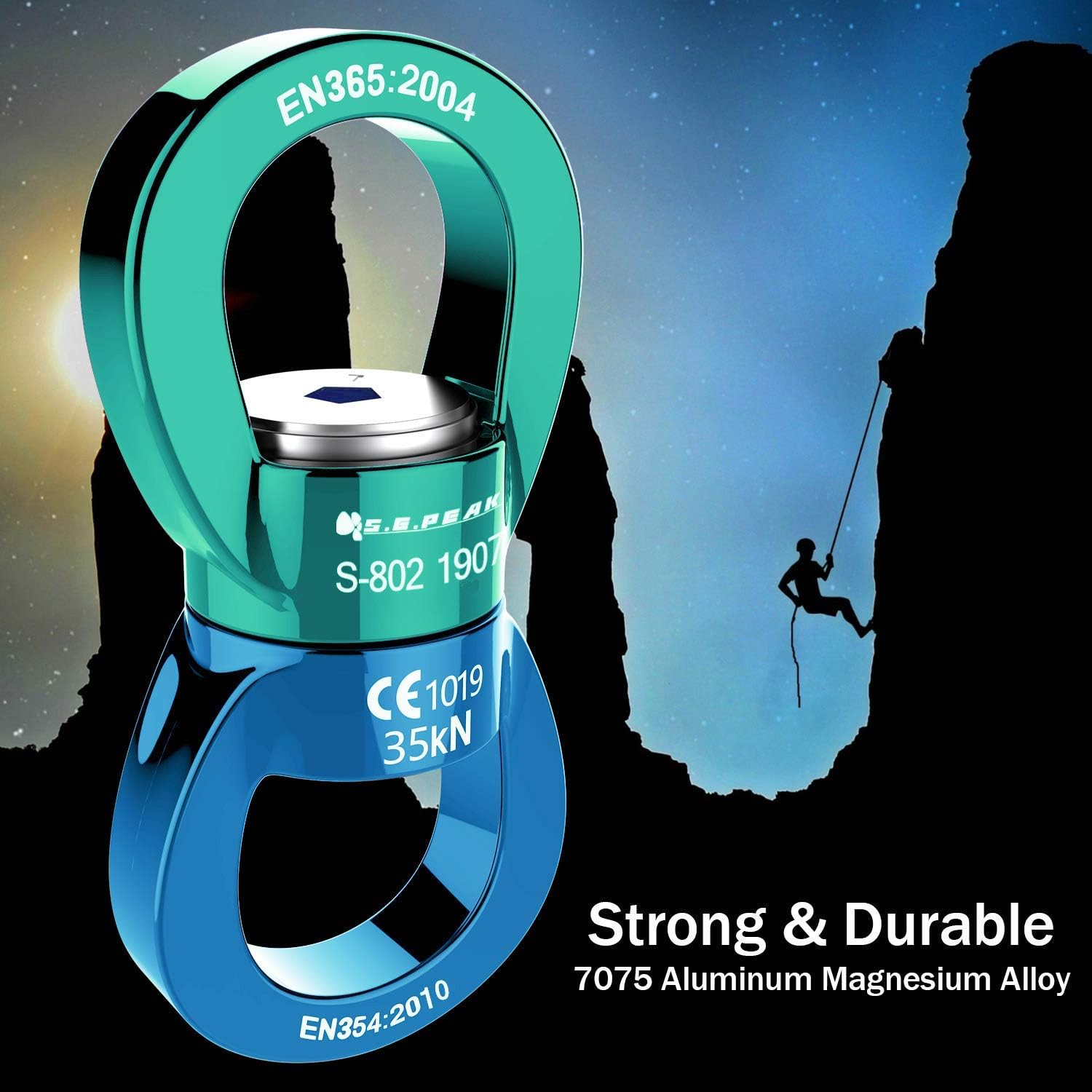 PROND 35kN Safest Rotational Device with Locking Carabiners, 316 Stainless Steel Heavy Duty Screw Lock Carabiner Hooks, Swing Swivel, Swing Spinner, Carabiner Swivel